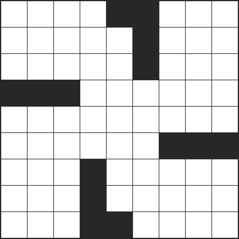 A 9x9 crossword grid